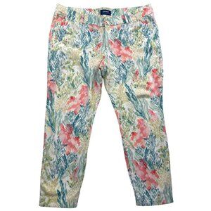 Old Navy Pixie Floral Cropped Pants Women’s 16 Mid-Rise Cotton Stretch Spring